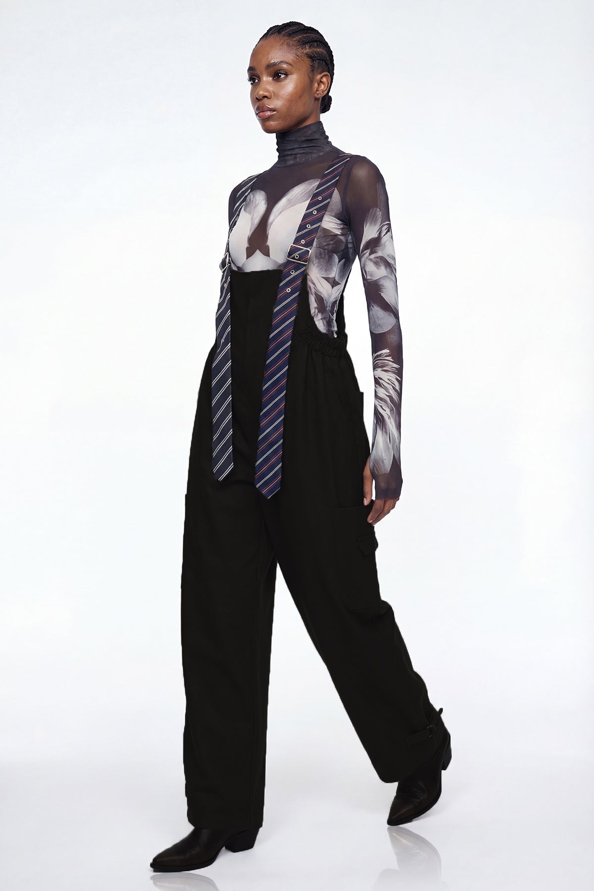 Elisaveta Tie Denim Overalls In Black