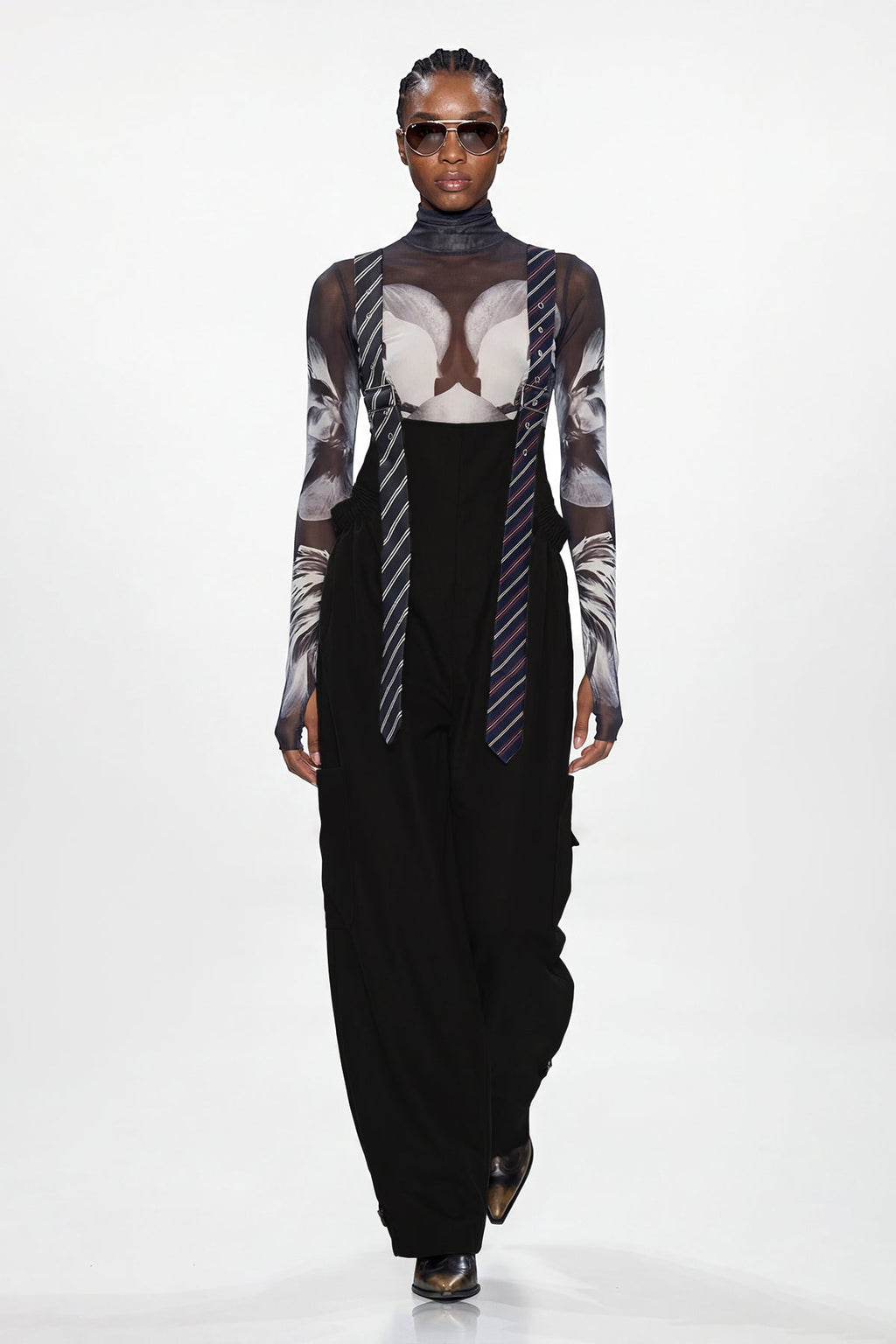 Elisaveta Tie Denim Overalls In Black