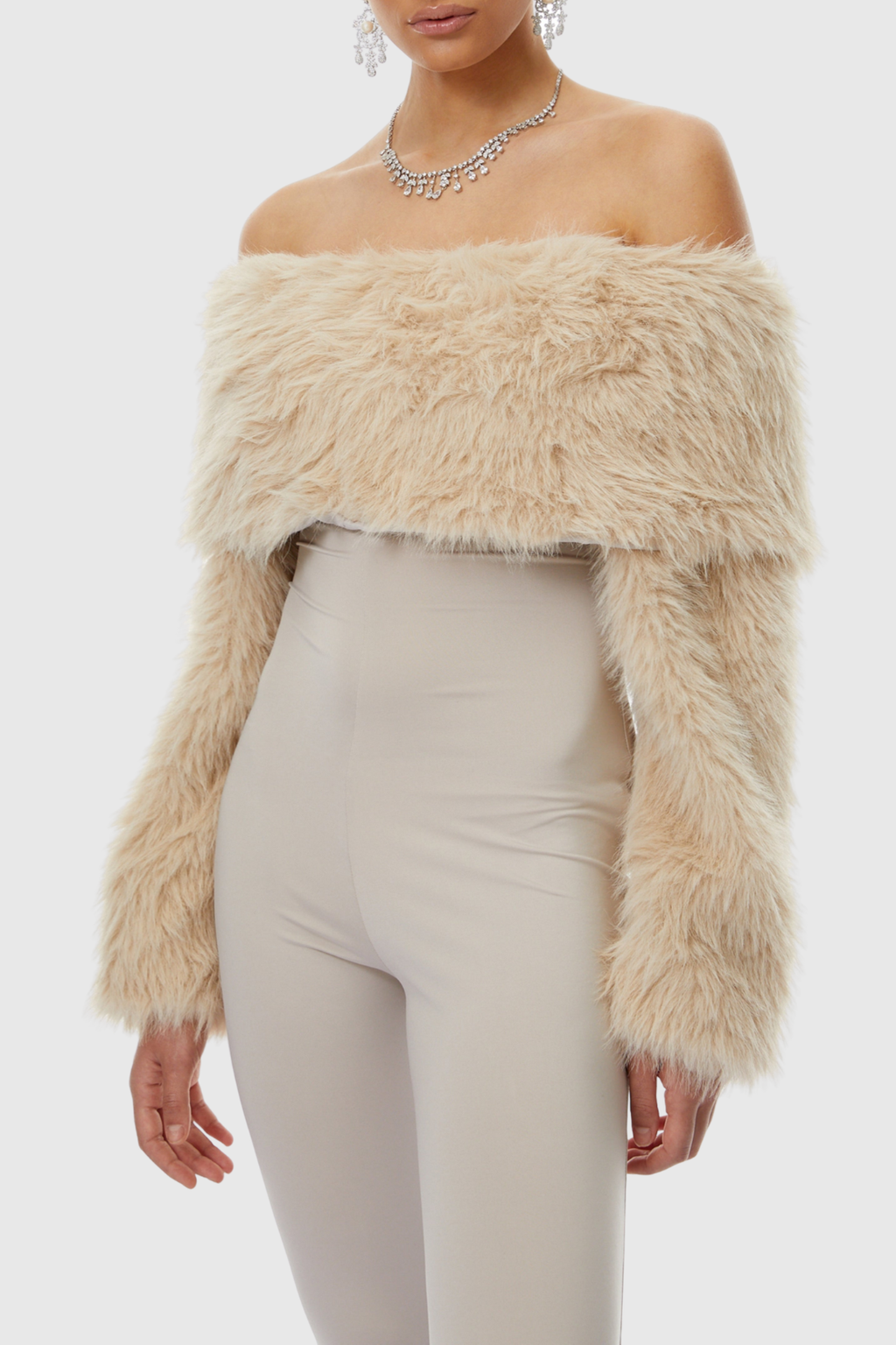 Marja Off Shoulder Faux Fur Jumpsuit
